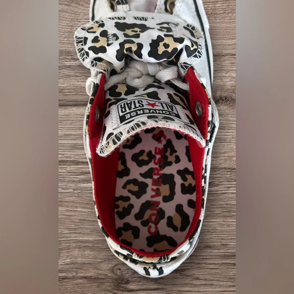 New Converse Chuck Taylor All Star Double Tongue White Leopard Red Sneakers Sz 8 - Picture 9 of 11